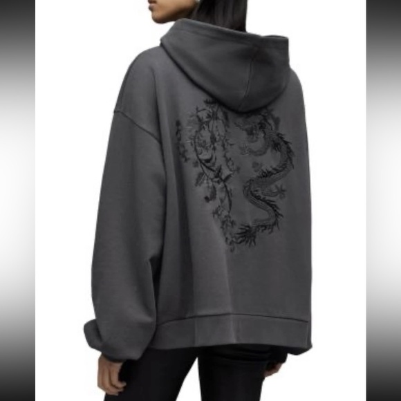 All Saints Auru Rihan oversized gray hoodie S - Picture 1 of 5